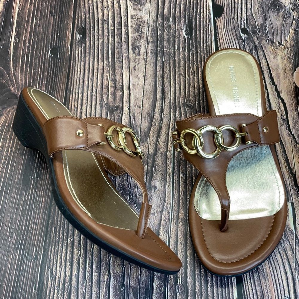 Marc Fisher Brown Manmade Sandals 8M